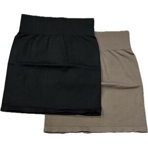 OQQ Women's 2 Piece Basic Versatile Stretchy Ribbed Casual High Waist Mini Skirt